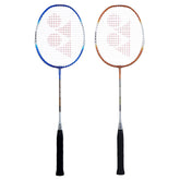 Yonex ZR 100 LIGHT Aluminium Badminton Racquet With Full Cover, Set Of 2 | Colour - Blue + Orange, Grip Size - G4 3 3/4 inches